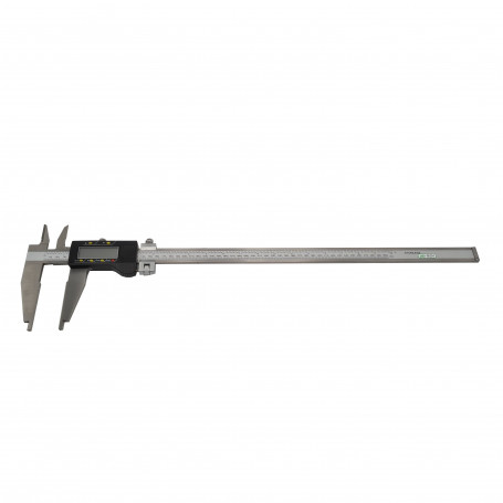 Long digital workshop caliper with pointed jaws