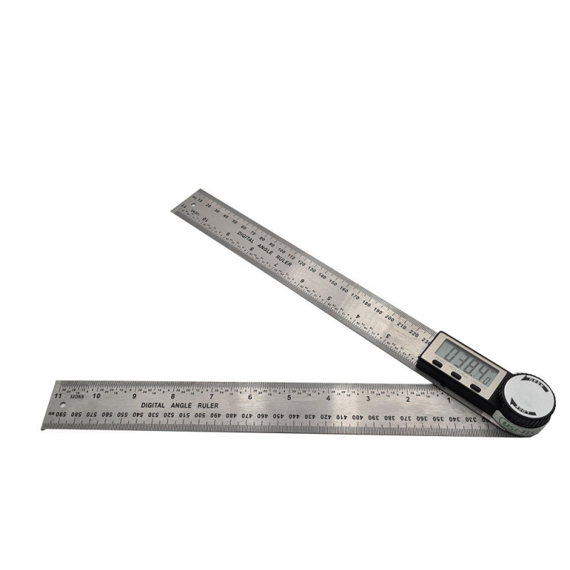 ESYNiC 300mm 0-360 ° Rapporteur Numérique avec Écran LCD en Plastique pour Détection d'Angle Niveau de Règle d'Angle Numérique 12 Pouces pour la Réparation de Boiseries d'Ingénierie de Construction 