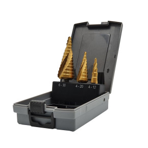 HSS step drill set with TIN coating